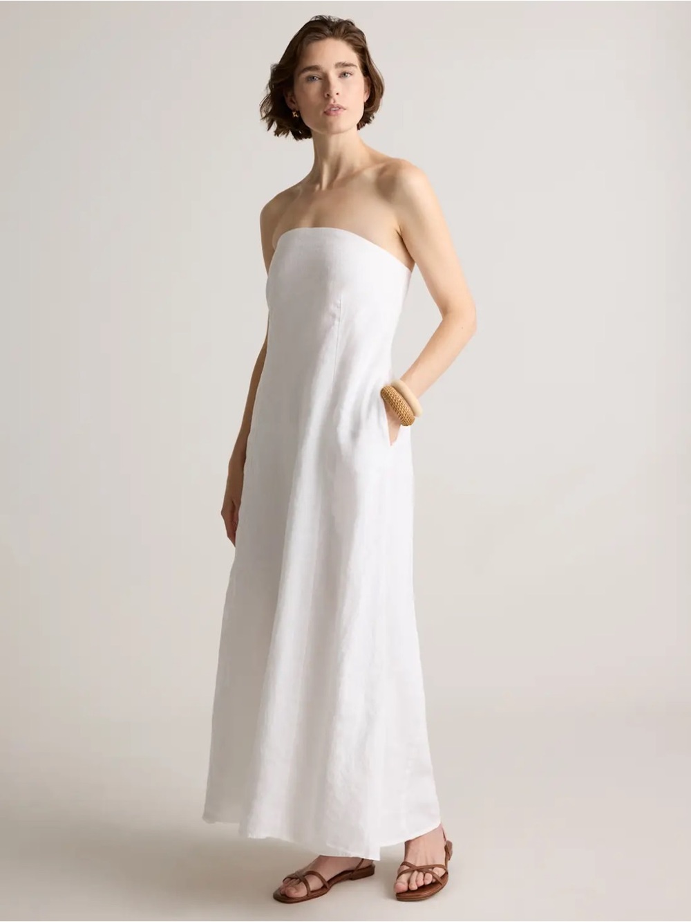 Quince 100% European Linen Strapless Maxi Dress